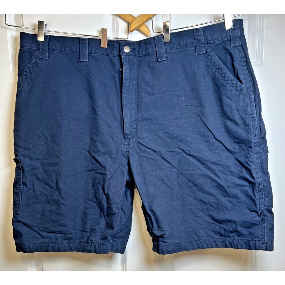 Carhartt B147 Durable  Work Shorts Men 48 x9 Navy Canvas Utility Hammer Loop EUC